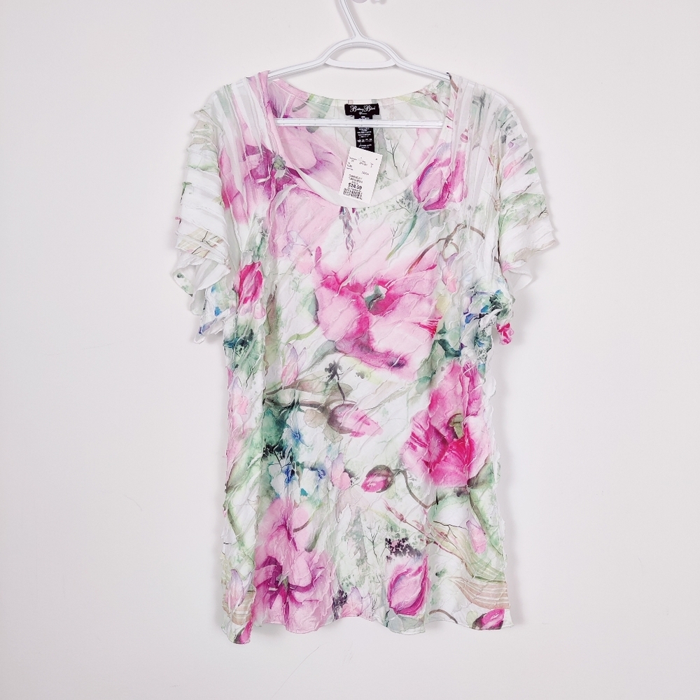 Brittany Black Women's Short Sleeve Blouse Size 1X Cottagecore Bohemian Fairy